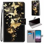 For Nokia 5.4 Coloured Drawing Cross Texture Horizontal Flip PU Leather Case with Holder & Card Slots & Wallet & Lanyard(Golden Butterfly Group)