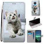 For Nokia 1.4 Coloured Drawing Cross Texture Horizontal Flip PU Leather Case with Holder & Card Slots & Wallet & Lanyard(Small Gray Cat)