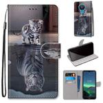 For Nokia 1.4 Coloured Drawing Cross Texture Horizontal Flip PU Leather Case with Holder & Card Slots & Wallet & Lanyard(Cat Becomes Tiger)