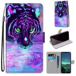For Nokia 1.4 Coloured Drawing Cross Texture Horizontal Flip PU Leather Case with Holder & Card Slots & Wallet & Lanyard(Tiger Drinking Water)