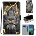 For Nokia 1.4 Coloured Drawing Cross Texture Horizontal Flip PU Leather Case with Holder & Card Slots & Wallet & Lanyard(Fission Lion)