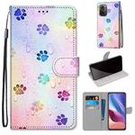 For Xiaomi Redmi K40 / K40 Pro / K40 Pro+ / Mi 11i / Poco F3 Coloured Drawing Cross Texture Horizontal Flip PU Leather Case with Holder & Card Slots & Wallet & Lanyard(Footprint Water Drops)