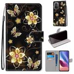 For Xiaomi Redmi K40 / K40 Pro / K40 Pro+ / Mi 11i / Poco F3 Coloured Drawing Cross Texture Horizontal Flip PU Leather Case with Holder & Card Slots & Wallet & Lanyard(Gold Diamond Butterfly)