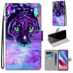 For Xiaomi Redmi K40 / K40 Pro / K40 Pro+ / Mi 11i / Poco F3 Coloured Drawing Cross Texture Horizontal Flip PU Leather Case with Holder & Card Slots & Wallet & Lanyard(Tiger Drinking Water)