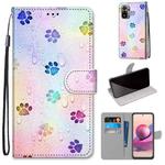 For Xiaomi Redmi Note 10 4G / Note 10s Coloured Drawing Cross Texture Horizontal Flip PU Leather Case with Holder & Card Slots & Wallet & Lanyard(Footprint Water Drops)