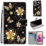 For Xiaomi Redmi Note 10 4G / Note 10s Coloured Drawing Cross Texture Horizontal Flip PU Leather Case with Holder & Card Slots & Wallet & Lanyard(Gold Diamond Butterfly)