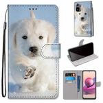 For Xiaomi Redmi Note 10 4G / Note 10s Coloured Drawing Cross Texture Horizontal Flip PU Leather Case with Holder & Card Slots & Wallet & Lanyard(Snow Puppy)