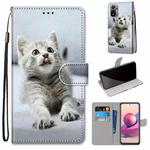 For Xiaomi Redmi Note 10 4G / Note 10s Coloured Drawing Cross Texture Horizontal Flip PU Leather Case with Holder & Card Slots & Wallet & Lanyard(Small Gray Cat)