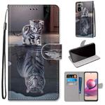 For Xiaomi Redmi Note 10 4G / Note 10s Coloured Drawing Cross Texture Horizontal Flip PU Leather Case with Holder & Card Slots & Wallet & Lanyard(Cat Becomes Tiger)