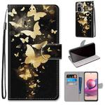 For Xiaomi Redmi Note 10 4G / Note 10s Coloured Drawing Cross Texture Horizontal Flip PU Leather Case with Holder & Card Slots & Wallet & Lanyard(Golden Butterfly Group)