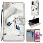 For Xiaomi Redmi Note 10 4G / Note 10s Coloured Drawing Cross Texture Horizontal Flip PU Leather Case with Holder & Card Slots & Wallet & Lanyard(White Kitten)
