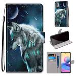 For Xiaomi Redmi Note 10 5G Coloured Drawing Cross Texture Horizontal Flip PU Leather Case with Holder & Card Slots & Wallet & Lanyard(Pensive Wolf)