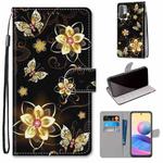 For Xiaomi Redmi Note 10 5G Coloured Drawing Cross Texture Horizontal Flip PU Leather Case with Holder & Card Slots & Wallet & Lanyard(Gold Diamond Butterfly)