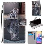For Xiaomi Redmi Note 10 5G Coloured Drawing Cross Texture Horizontal Flip PU Leather Case with Holder & Card Slots & Wallet & Lanyard(Cat Becomes Tiger)