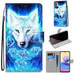 For Xiaomi Redmi Note 10 5G Coloured Drawing Cross Texture Horizontal Flip PU Leather Case with Holder & Card Slots & Wallet & Lanyard(Dick Rose Wolf)