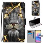For Xiaomi Redmi Note 10 5G Coloured Drawing Cross Texture Horizontal Flip PU Leather Case with Holder & Card Slots & Wallet & Lanyard(Fission Lion)