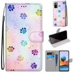 For Xiaomi Redmi Note 10 Pro Max / Note 10 Pro Coloured Drawing Cross Texture Horizontal Flip PU Leather Case with Holder & Card Slots & Wallet & Lanyard(Footprint Water Drops)