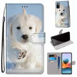 For Xiaomi Redmi Note 10 Pro Max / Note 10 Pro Coloured Drawing Cross Texture Horizontal Flip PU Leather Case with Holder & Card Slots & Wallet & Lanyard(Snow Puppy)