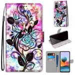 For Xiaomi Redmi Note 10 Pro Max / Note 10 Pro Coloured Drawing Cross Texture Horizontal Flip PU Leather Case with Holder & Card Slots & Wallet & Lanyard(Color Bottom Hollow Flower)