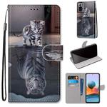 For Xiaomi Redmi Note 10 Pro Max / Note 10 Pro Coloured Drawing Cross Texture Horizontal Flip PU Leather Case with Holder & Card Slots & Wallet & Lanyard(Cat Becomes Tiger)