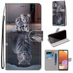 For Samsung Galaxy A32 4G / A32 Lite Coloured Drawing Cross Texture Horizontal Flip PU Leather Case with Holder & Card Slots & Wallet & Lanyard(Cat Becomes Tiger)
