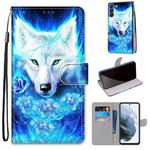 For Samsung Galaxy S21 FE Coloured Drawing Cross Texture Horizontal Flip PU Leather Case with Holder & Card Slots & Wallet & Lanyard(Dick Rose Wolf)