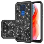 For Motorola Moto G Play (2021) Glitter Powder Contrast Skin Shockproof Silicone + PC Protective Case(Black)