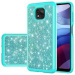 For Motorola Moto G Power (2021) Glitter Powder Contrast Skin Shockproof Silicone + PC Protective Case(Green)