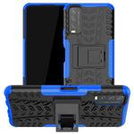 For vivo Y20 Tire Texture Shockproof TPU+PC Protective Case with Holder(Blue)