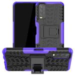 For vivo Y20 Tire Texture Shockproof TPU+PC Protective Case with Holder(Purple)