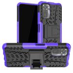 For Xiaomi Redmi Note 10 Tire Texture Shockproof TPU+PC Protective Case with Holder(Purple)