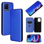 For OPPO Realme 8 / 8 Pro Carbon Fiber Texture Horizontal Flip TPU + PC + PU Leather Case with Card Slot(Blue)