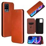 For OPPO Realme 8 / 8 Pro Carbon Fiber Texture Horizontal Flip TPU + PC + PU Leather Case with Card Slot(Brown)