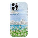 IMD Workmanship Oil Painting Protective Case For iPhone 12 Pro Max(White Cloud)