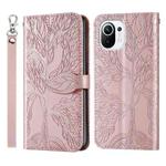 For Xiaomi Mi 11 Life of Tree Embossing Pattern Horizontal Flip Leather Case with Holder & Card Slot & Wallet & Photo Frame & Lanyard(Rose Gold)