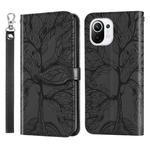 For Xiaomi Mi 11 Life of Tree Embossing Pattern Horizontal Flip Leather Case with Holder & Card Slot & Wallet & Photo Frame & Lanyard(Black)