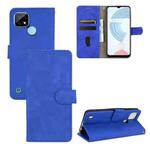 For OPPO Realme C21 Solid Color Skin Feel Magnetic Buckle Horizontal Flip Calf Texture PU Leather Case with Holder & Card Slots & Wallet(Blue)