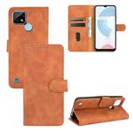 For OPPO Realme C21 Solid Color Skin Feel Magnetic Buckle Horizontal Flip Calf Texture PU Leather Case with Holder & Card Slots & Wallet(Brown)