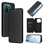 For Xiaomi Mi 11 Pro Carbon Fiber Texture Horizontal Flip TPU + PC + PU Leather Case with Card Slot(Black)