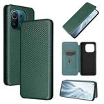 For Xiaomi Mi 11 Pro Carbon Fiber Texture Horizontal Flip TPU + PC + PU Leather Case with Card Slot(Green)