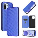 For Xiaomi Mi 11 Lite Carbon Fiber Texture Horizontal Flip TPU + PC + PU Leather Case with Card Slot(Blue)