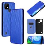 For Realme C21 Carbon Fiber Texture Horizontal Flip TPU + PC + PU Leather Case with Card Slot(Blue)