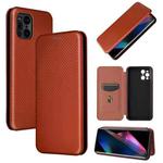 For Oppo Find X3 / X3 Pro Carbon Fiber Texture Horizontal Flip TPU + PC + PU Leather Case with Card Slot(Brown)