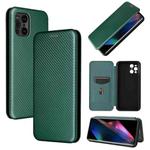 For Oppo Find X3 / X3 Pro Carbon Fiber Texture Horizontal Flip TPU + PC + PU Leather Case with Card Slot(Green)