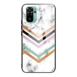 For Xiaomi Redmi Note 10 4G Marble Tempered Glass Back Cover TPU Border Case(HCBL-2)