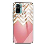 For Xiaomi Redmi Note 10 4G Marble Tempered Glass Back Cover TPU Border Case(HCBL-3)