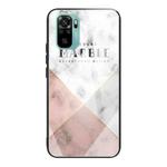 For Xiaomi Redmi Note 10 4G Marble Tempered Glass Back Cover TPU Border Case(HCBL-6)