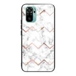 For Xiaomi Redmi Note 10 4G Marble Tempered Glass Back Cover TPU Border Case(HCBL-9)