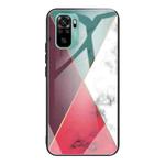 For Xiaomi Redmi Note 10 4G Marble Tempered Glass Back Cover TPU Border Case(HCBL-12)