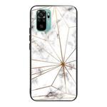 For Xiaomi Redmi Note 10 4G Marble Tempered Glass Back Cover TPU Border Case(HCBL-13)